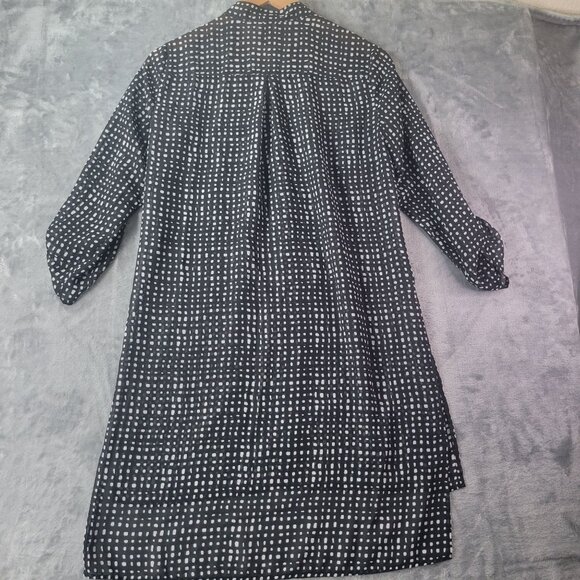 Alyx Womens Sheer Shirt Dress Black White Dot Print Button Front Size S Career‎ - Picture 9 of 12